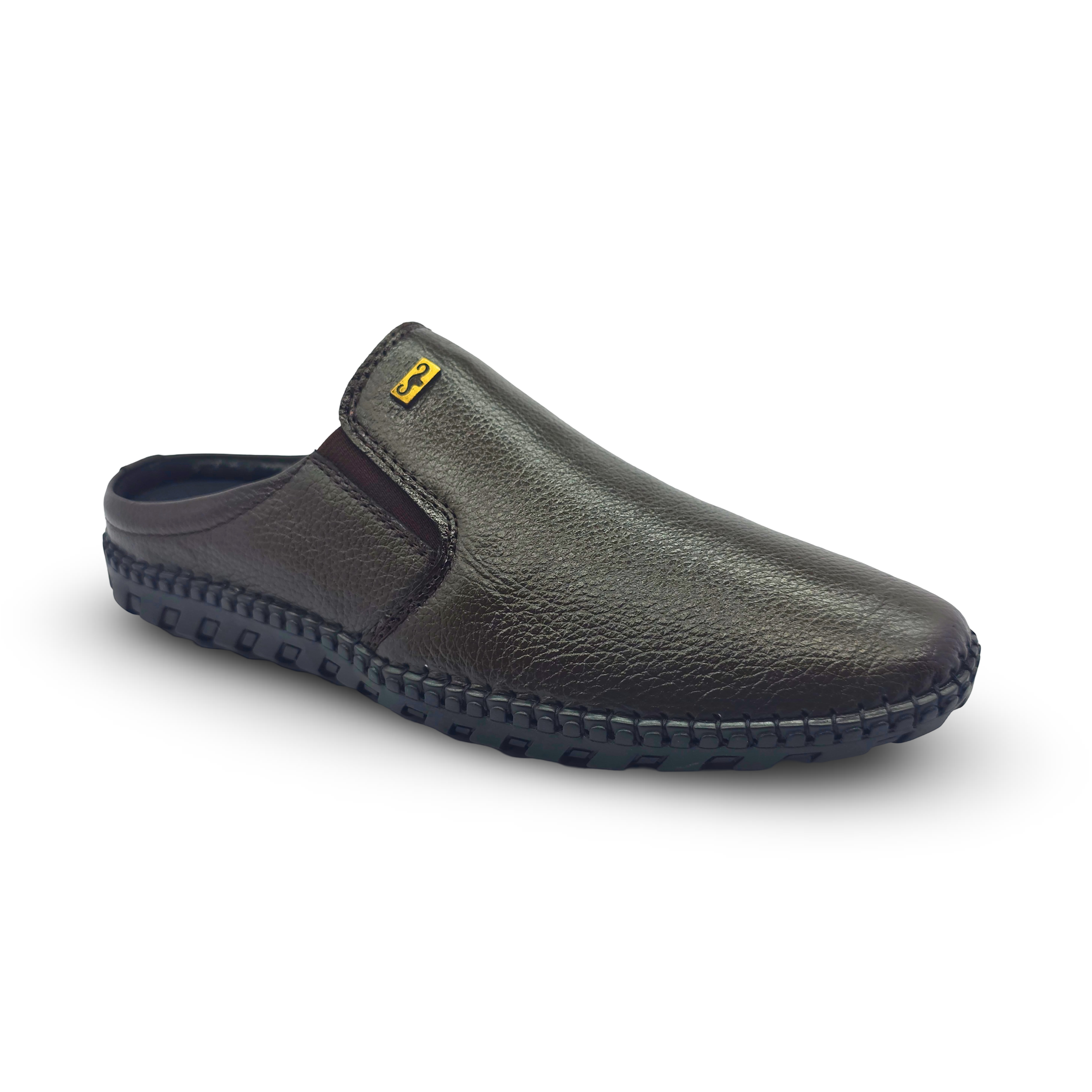 Comfortable Men’s Genuine Leather Mules -HW-110-Coffe Brown