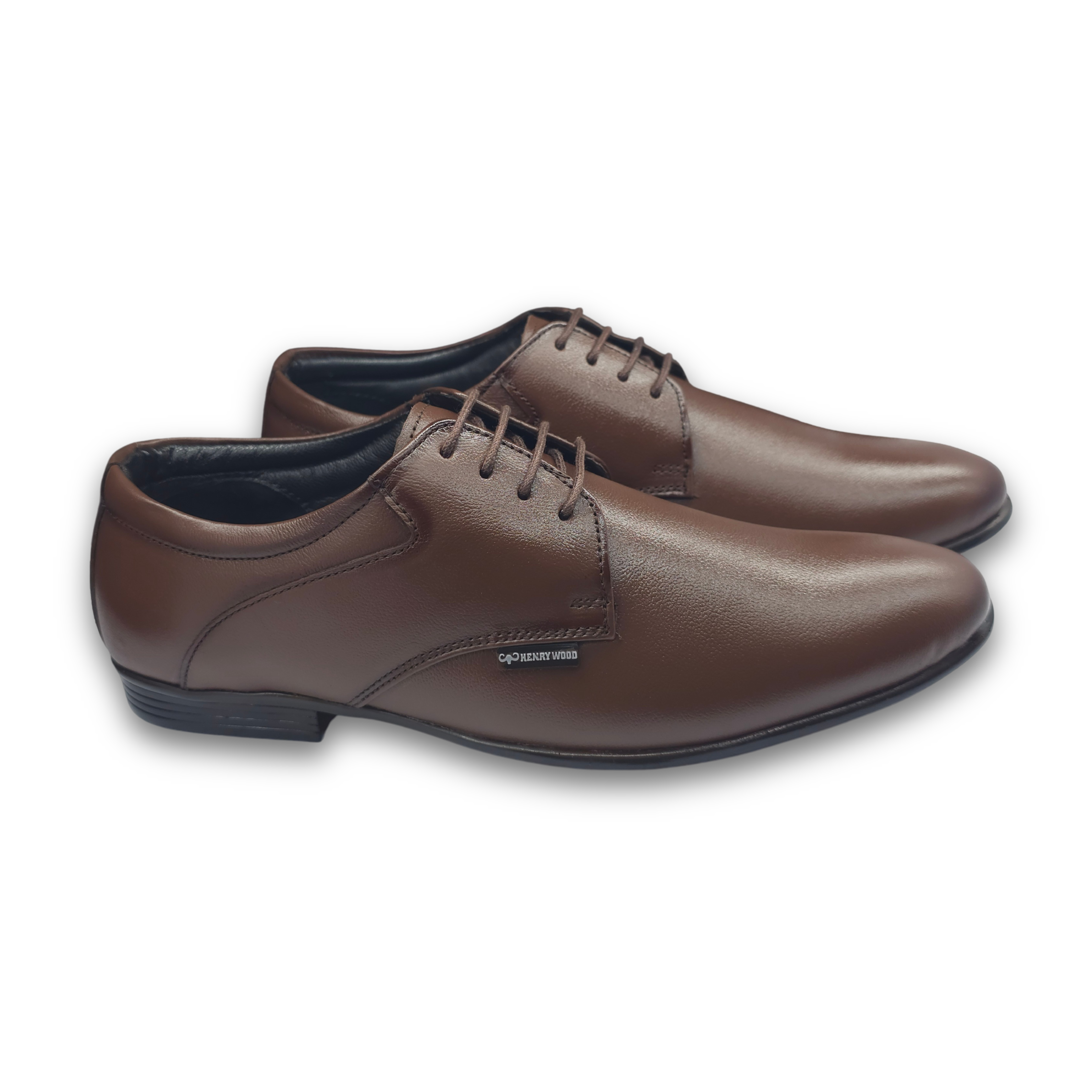 Refined Leather Derby Shoes -HW-425-Brown