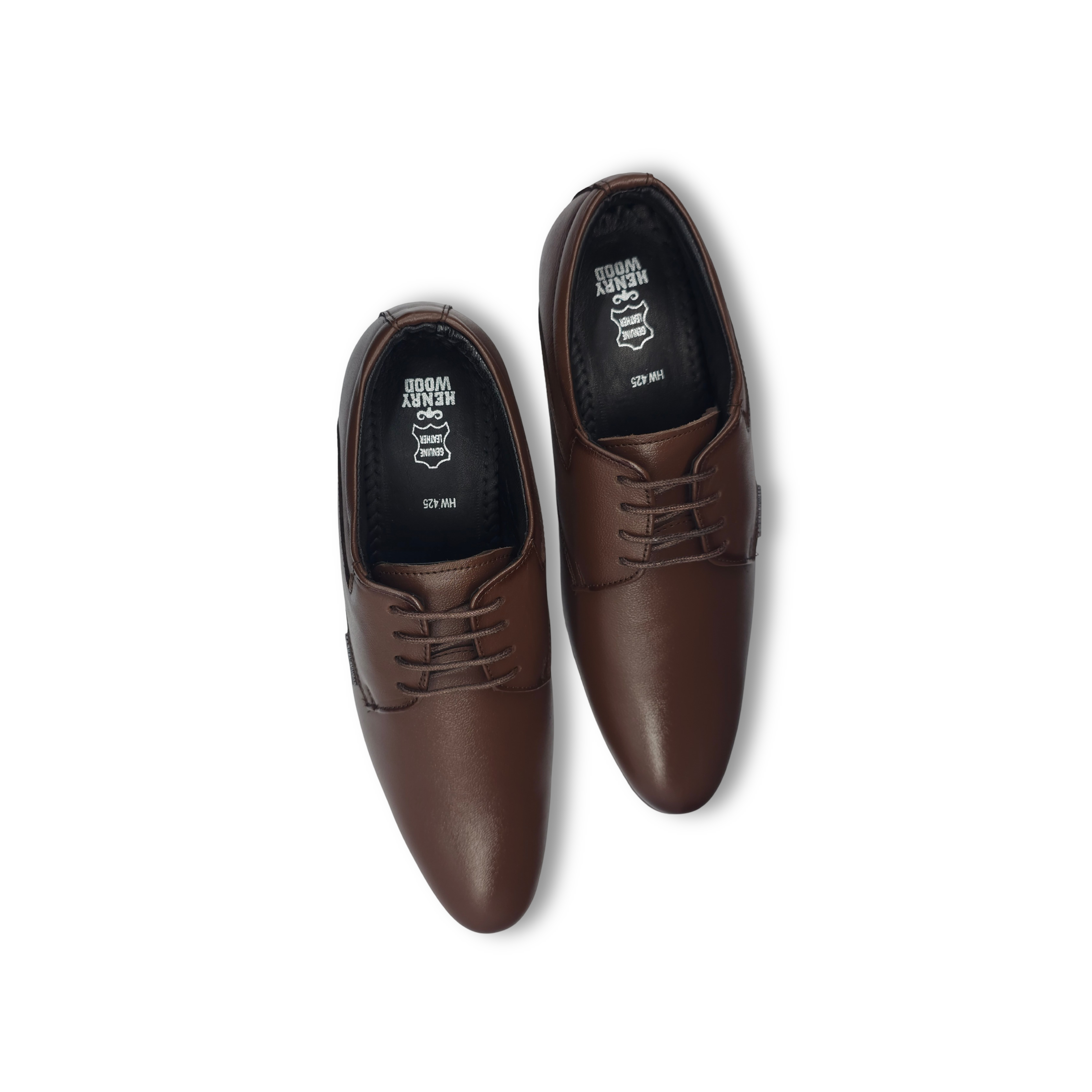 Refined Leather Derby Shoes -HW-425-Brown