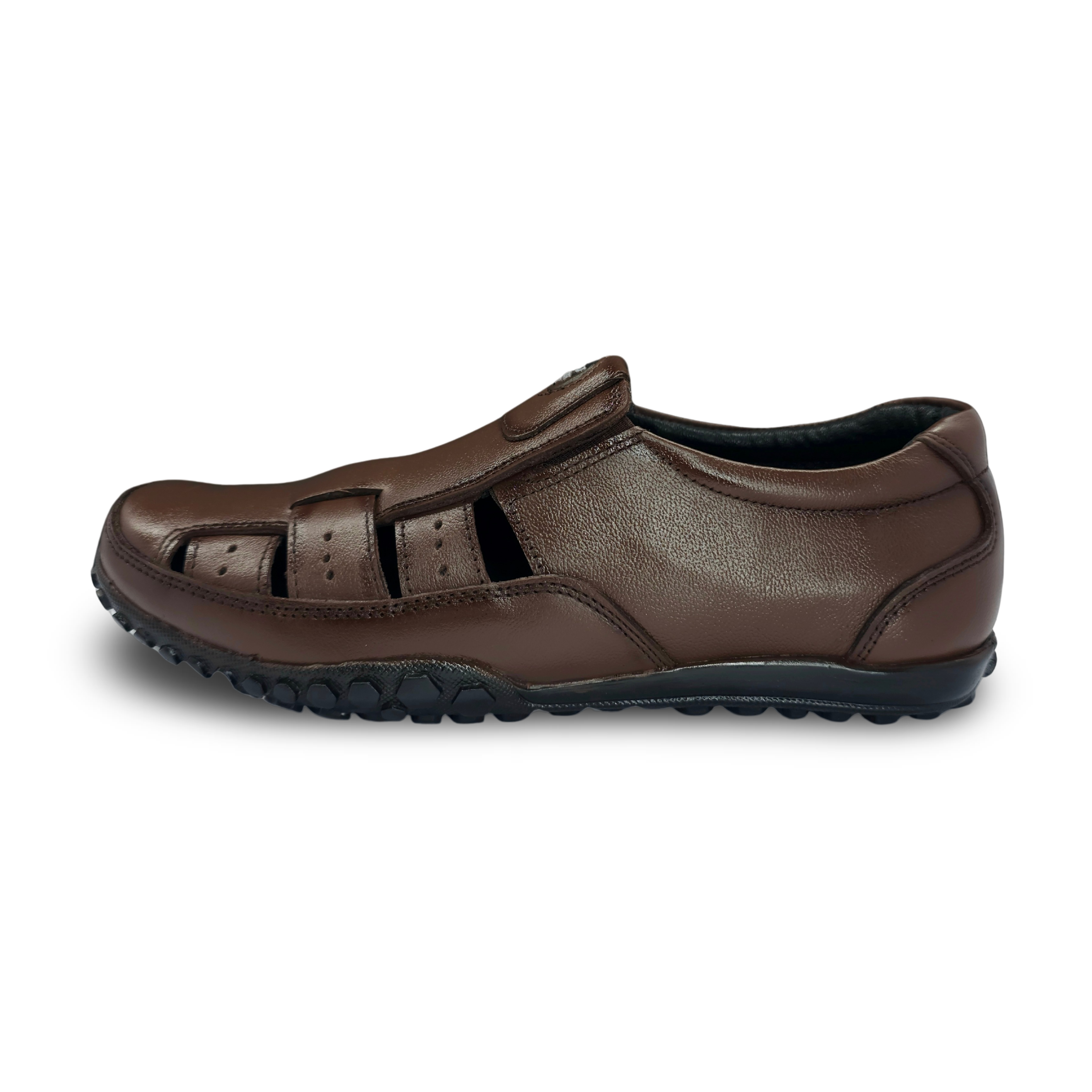 Versatile Leather Roman Sandals for All-Day Ease- HW-53-Brown