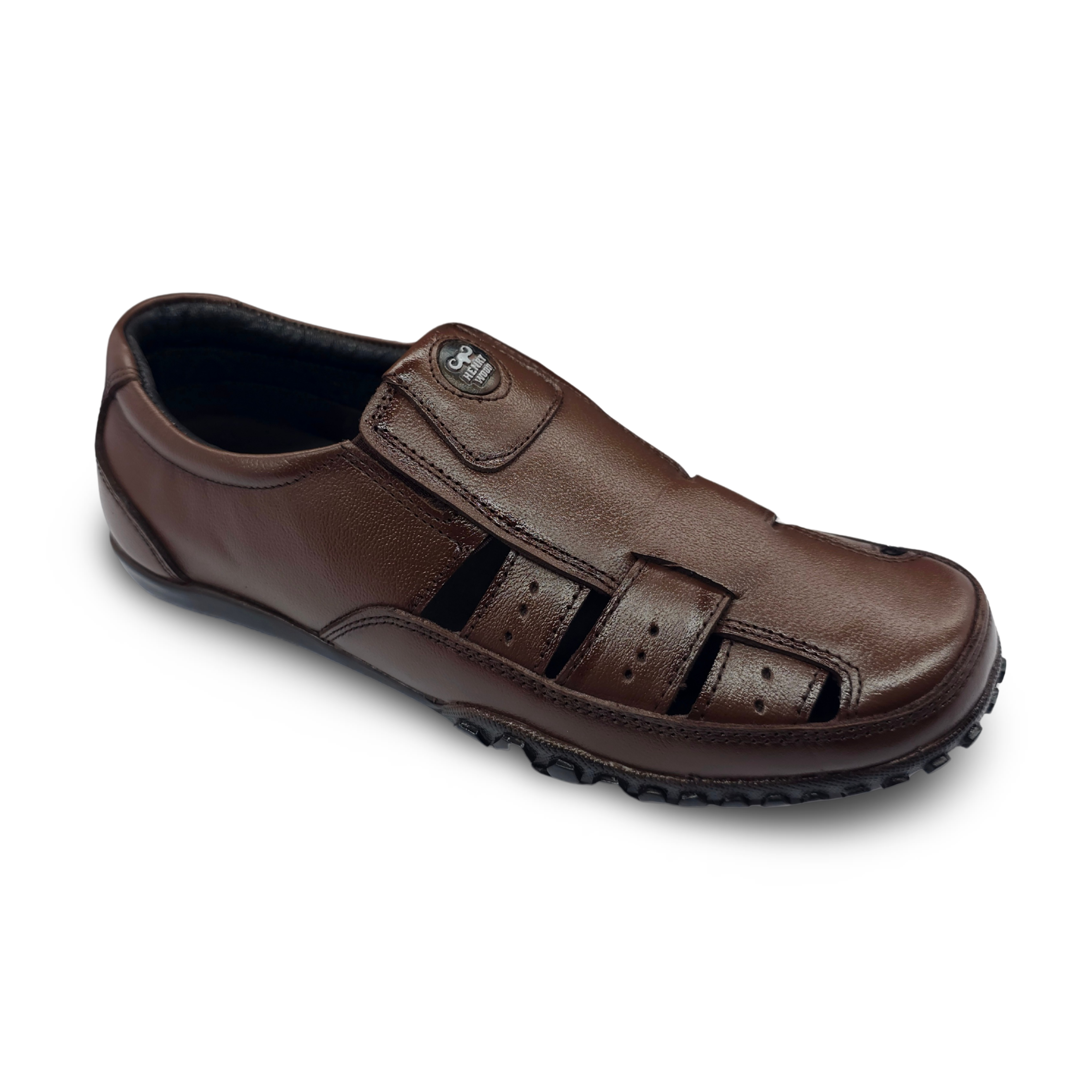 Versatile Leather Roman Sandals for All-Day Ease- HW-53-Brown