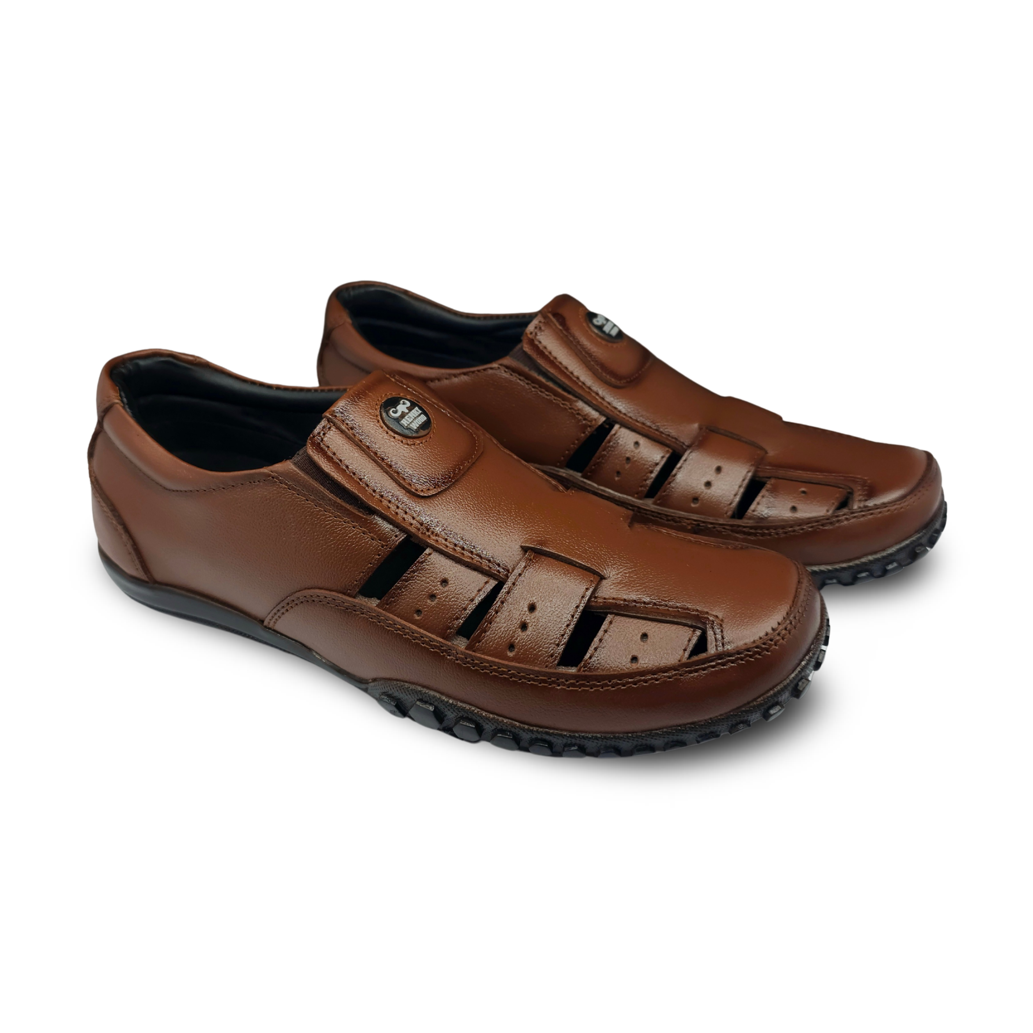 Versatile Leather Roman Sandals for All-Day Ease- HW-53-Tan