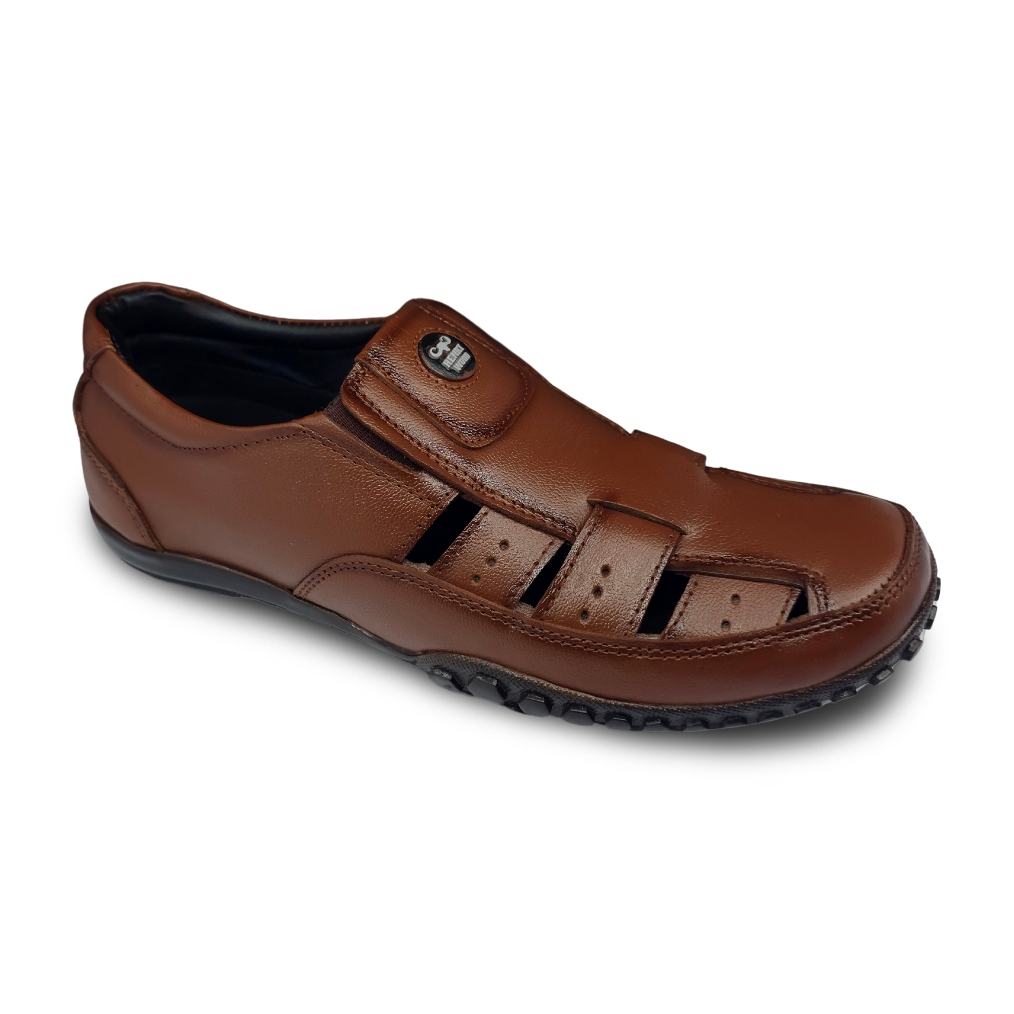 Versatile Leather Roman Sandals for All-Day Ease- HW-53-Tan