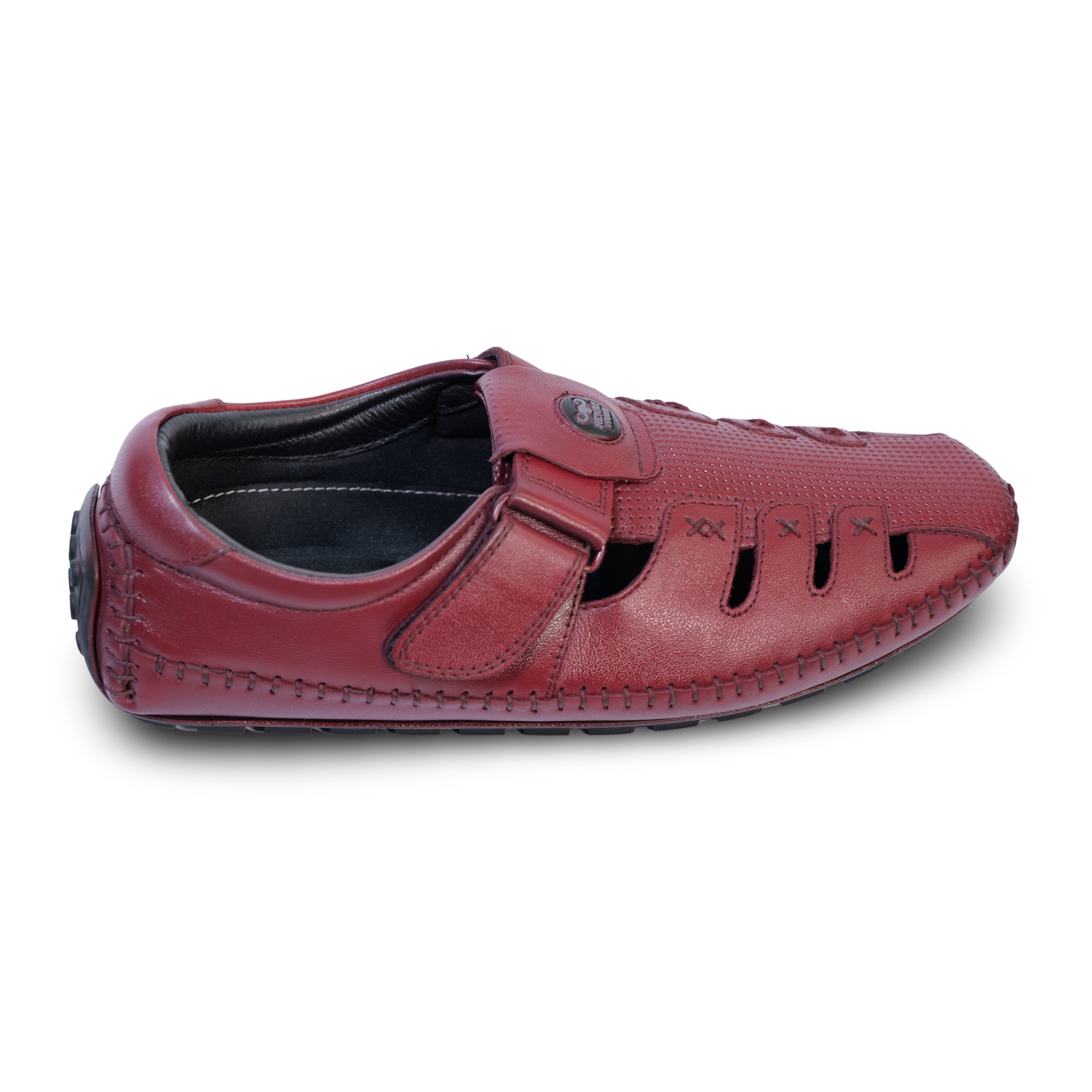 Men’s Roman Velcro Leather Sandals For Men- HW-903-Cherry