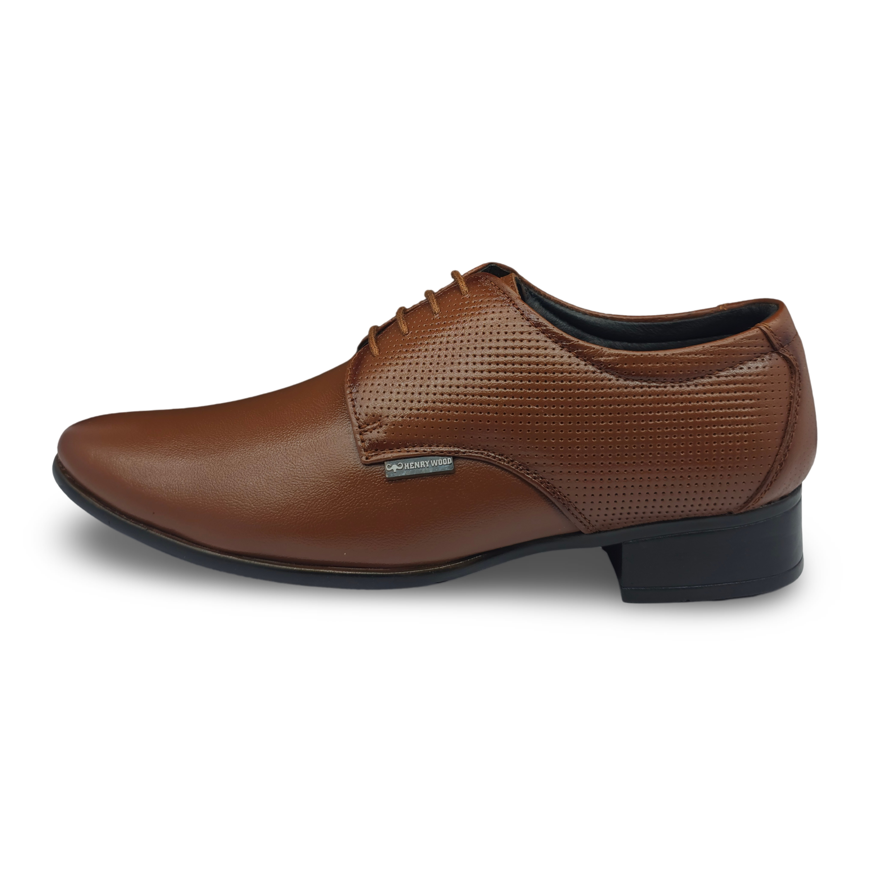 Tan genuine leather formal shoes for men
-side view