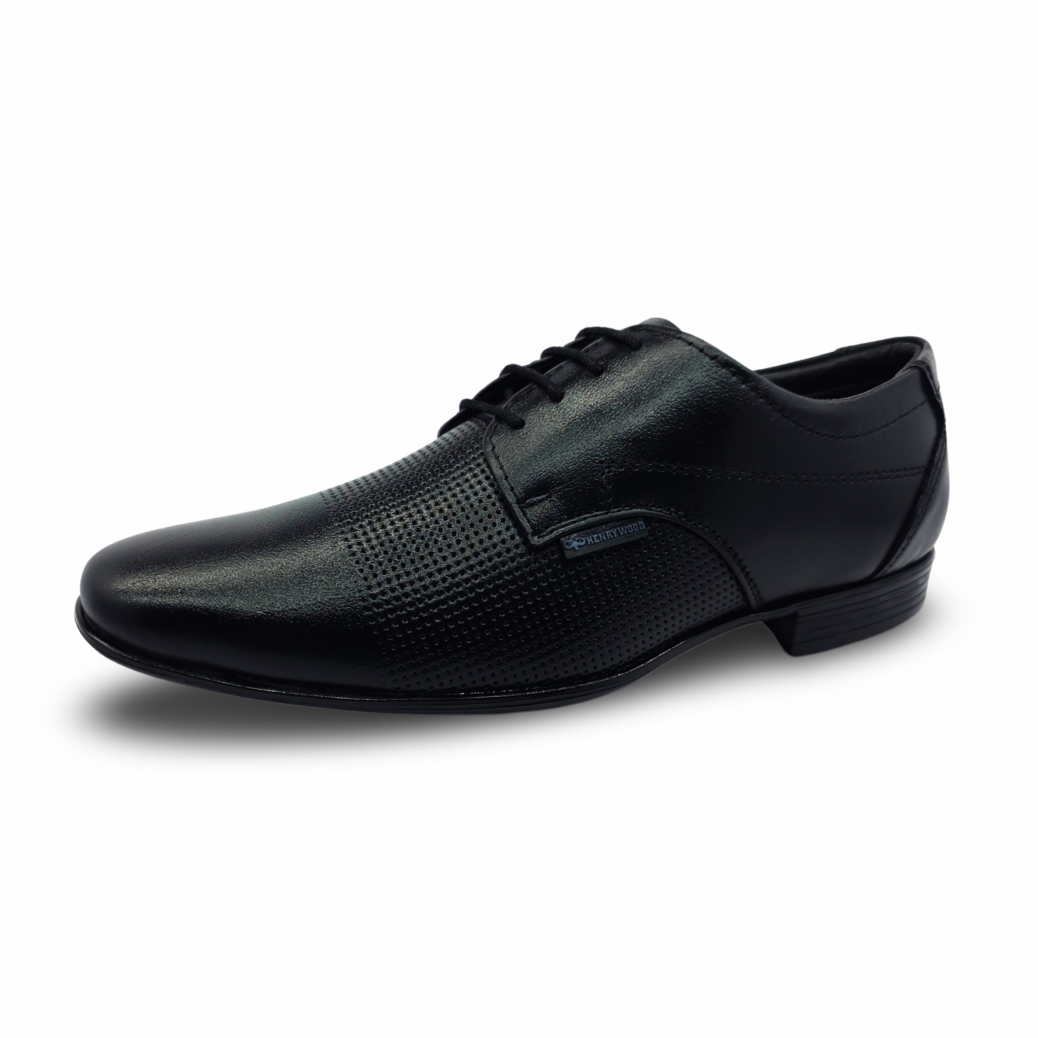 Elegant Punched Design Derby Shoes HW-434-Black