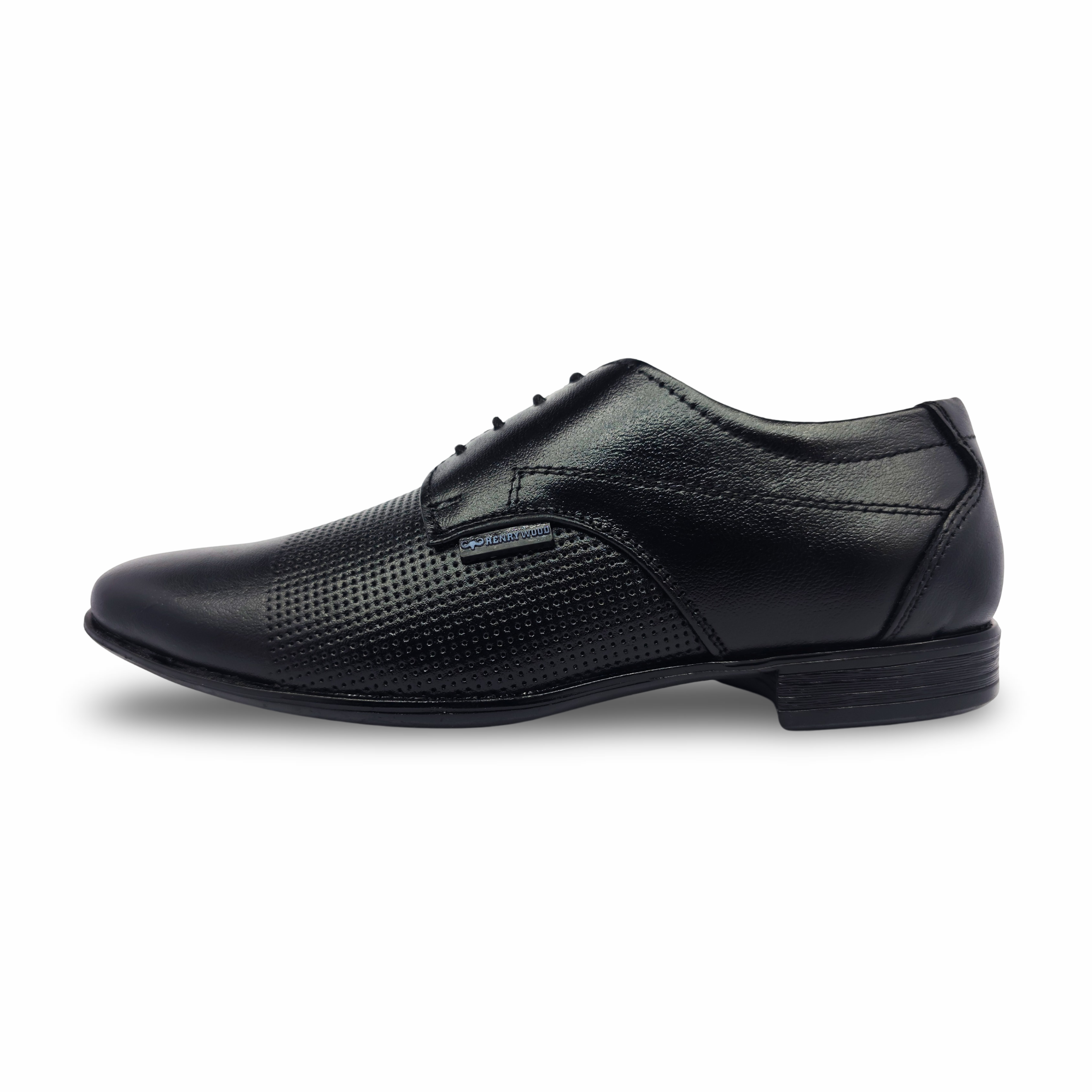 Elegant Punched Design Derby Shoes HW-434-Black