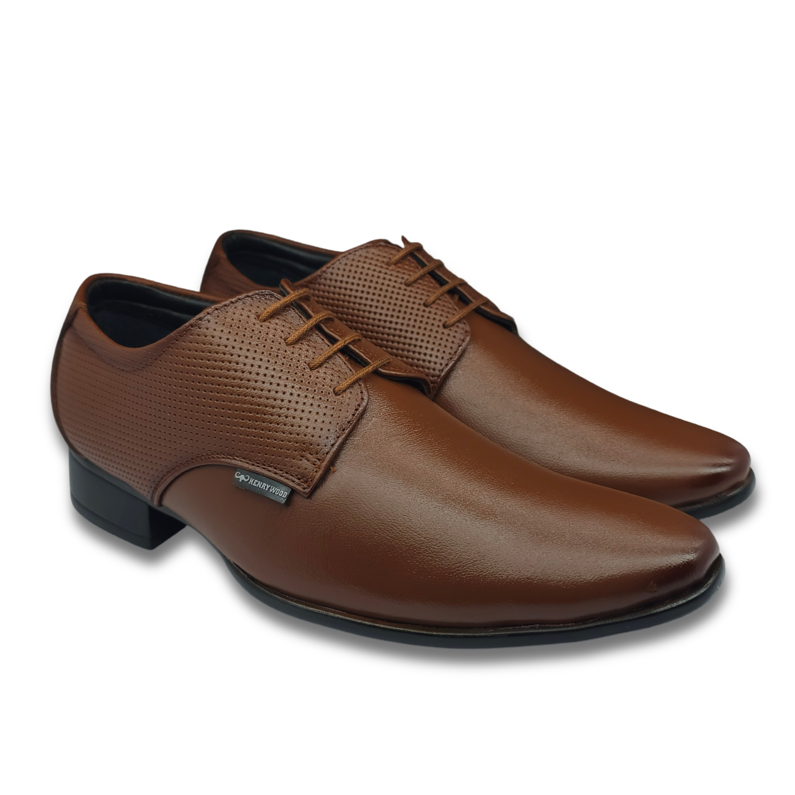 Tan genuine leather formal shoes for men
-side view top