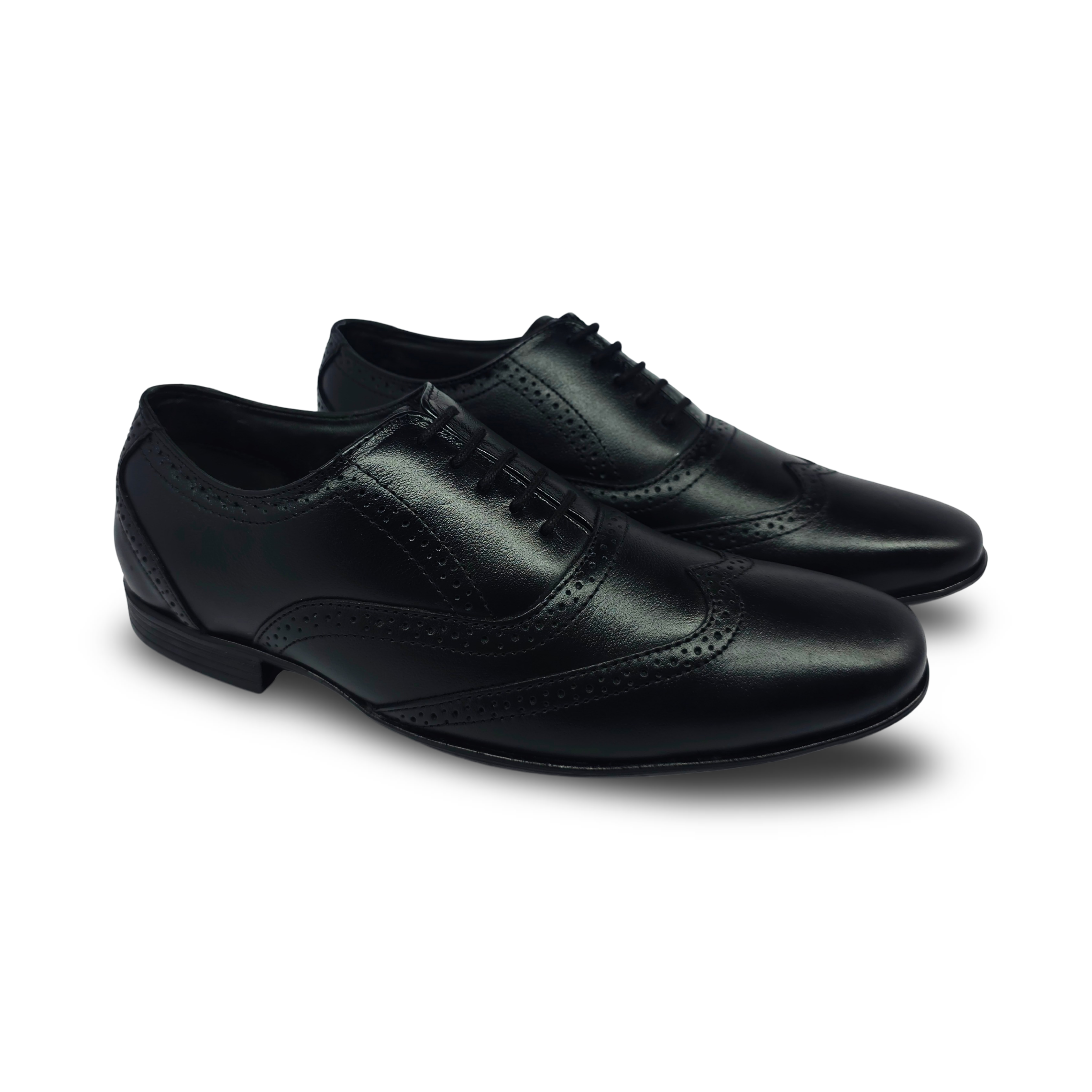 Elegant black leather brogue shoes for men – Side Top both shoe