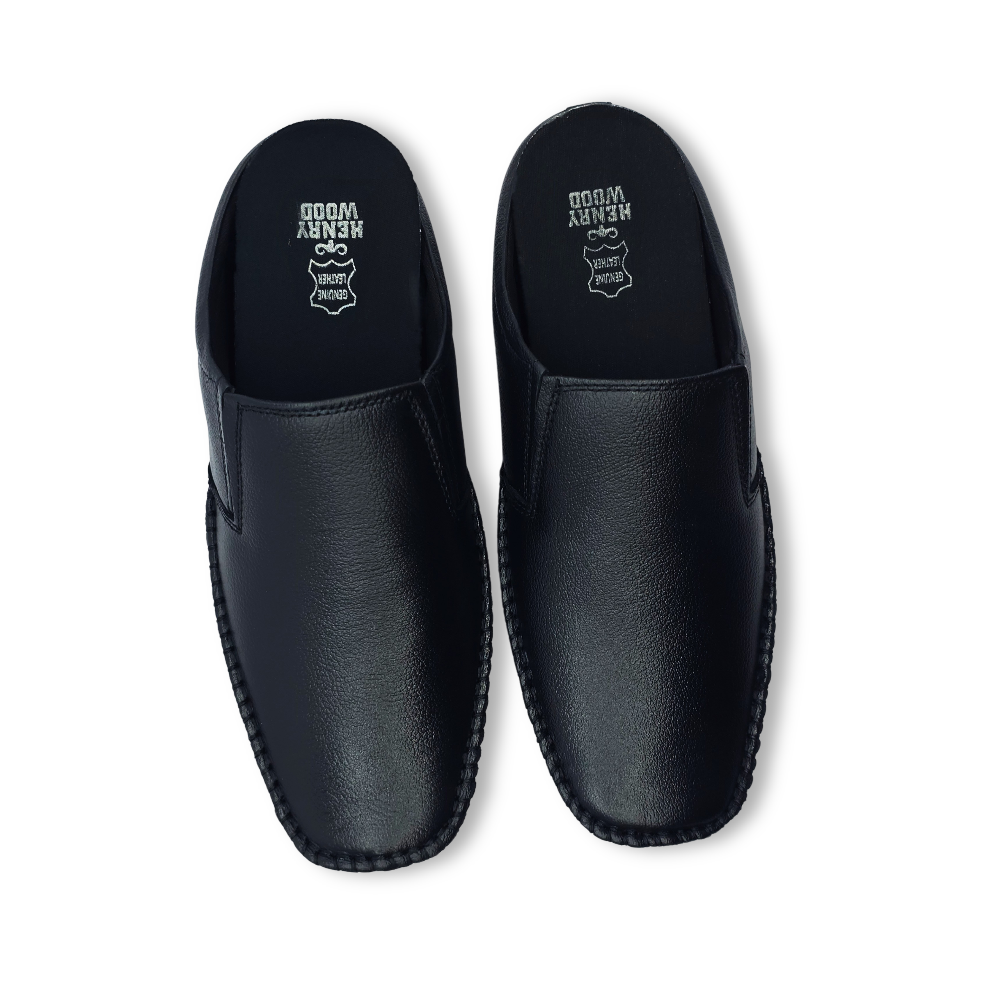 Mule Leather Sandals For Men-HW-20-Black
