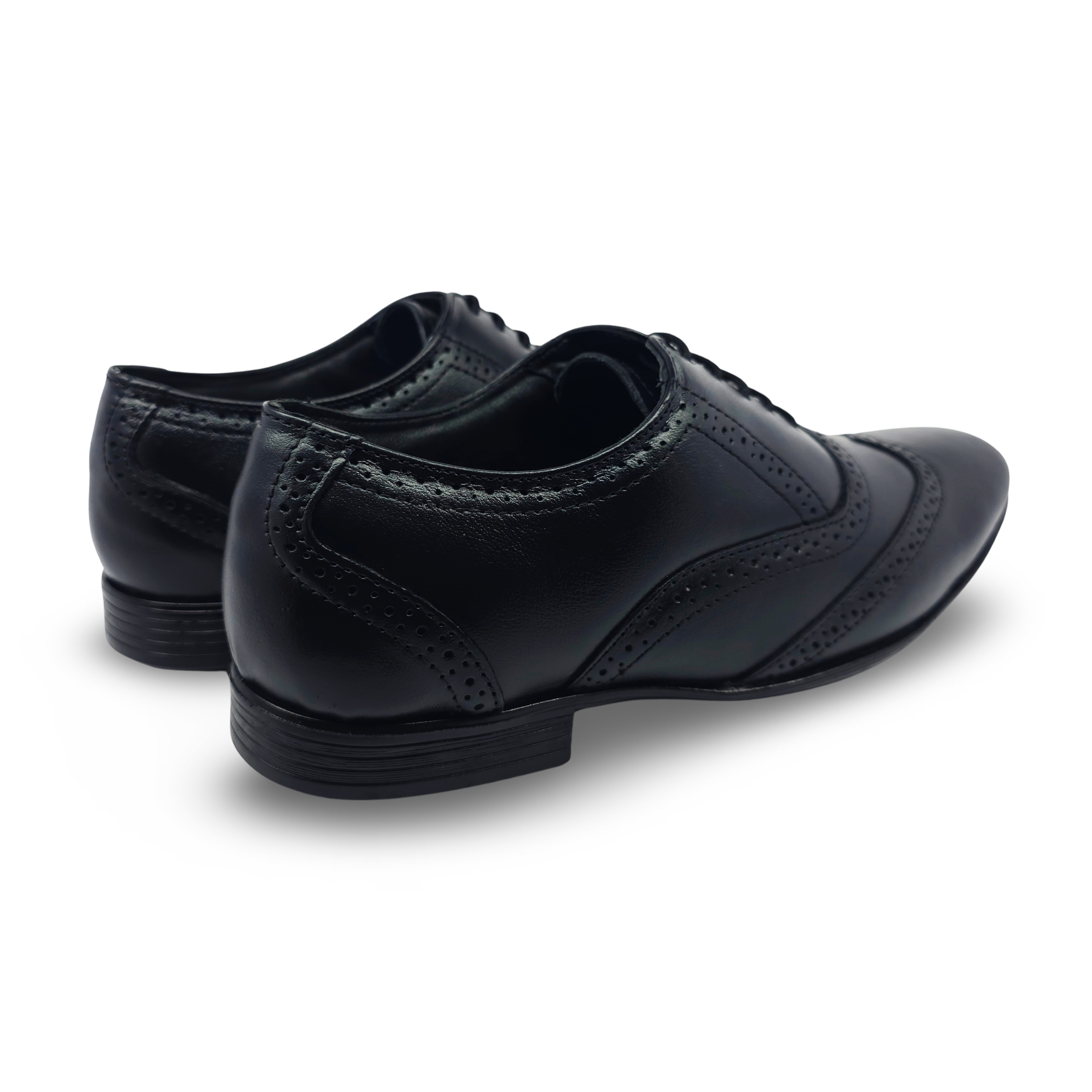 Elegant black leather brogue shoes for men – Back Side