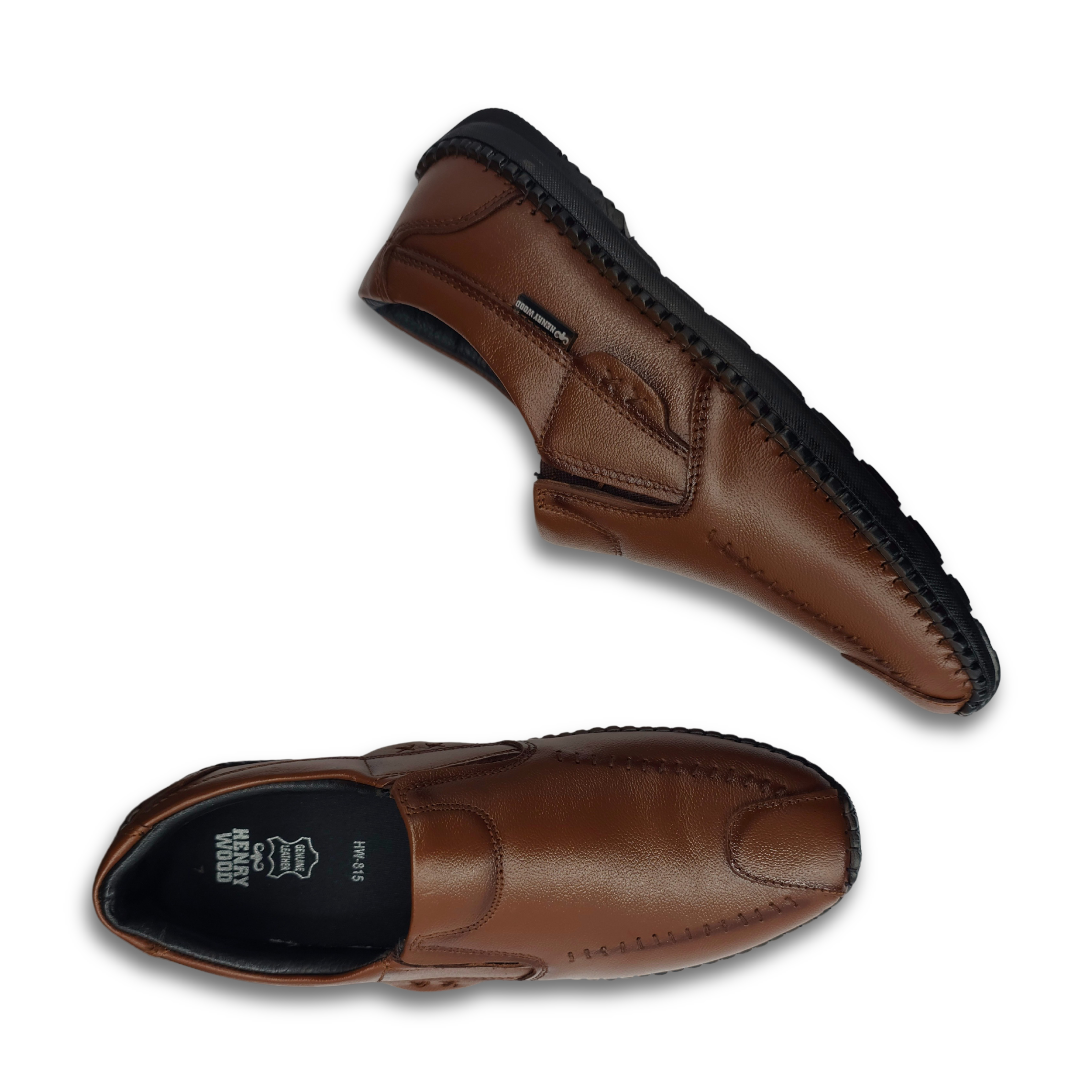 Premium Flexible Upper Stich  Casual Leather Shoe for Men-HW-815-Tan