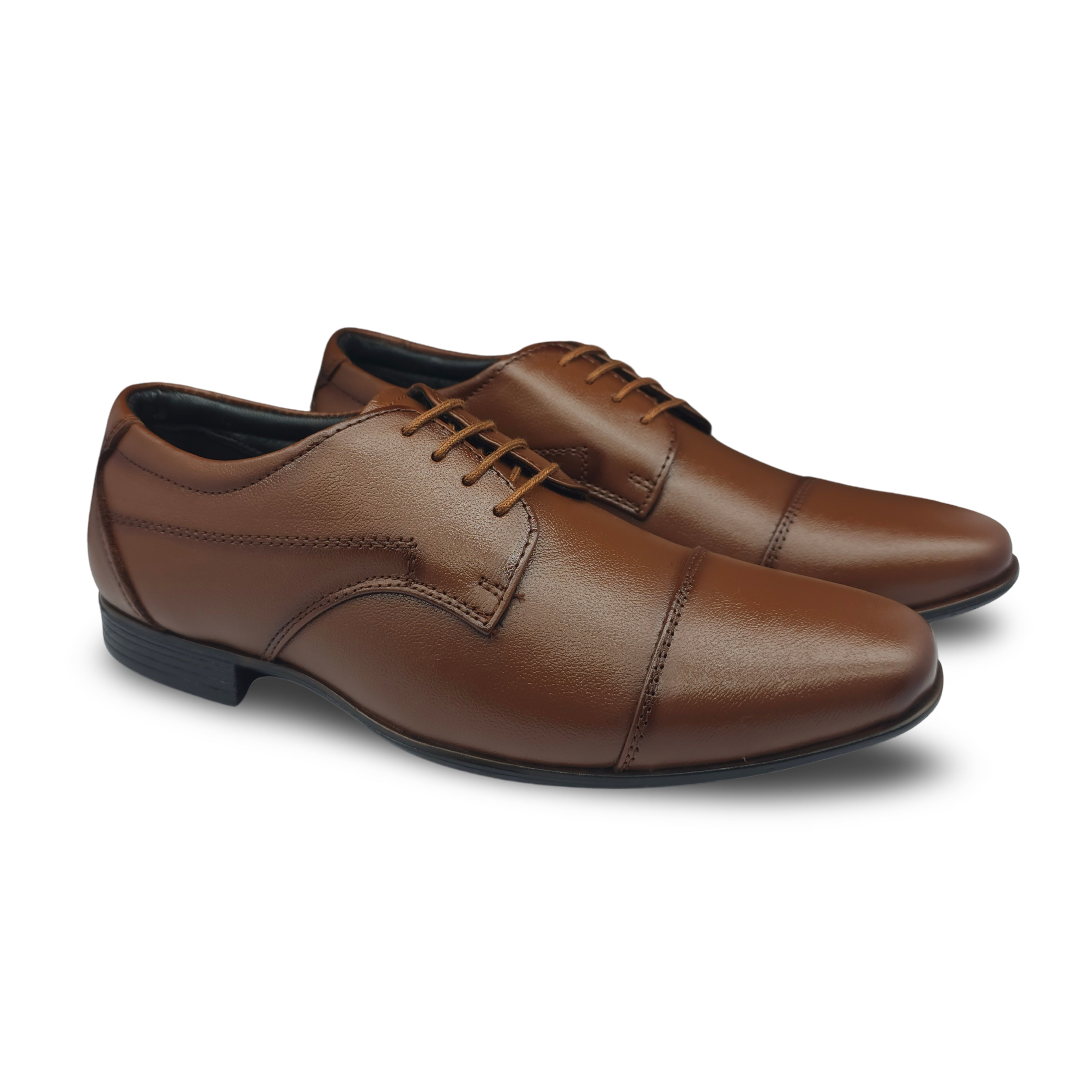 Classic Derby Formal Leather Shoes For Men-HW-435-Tan