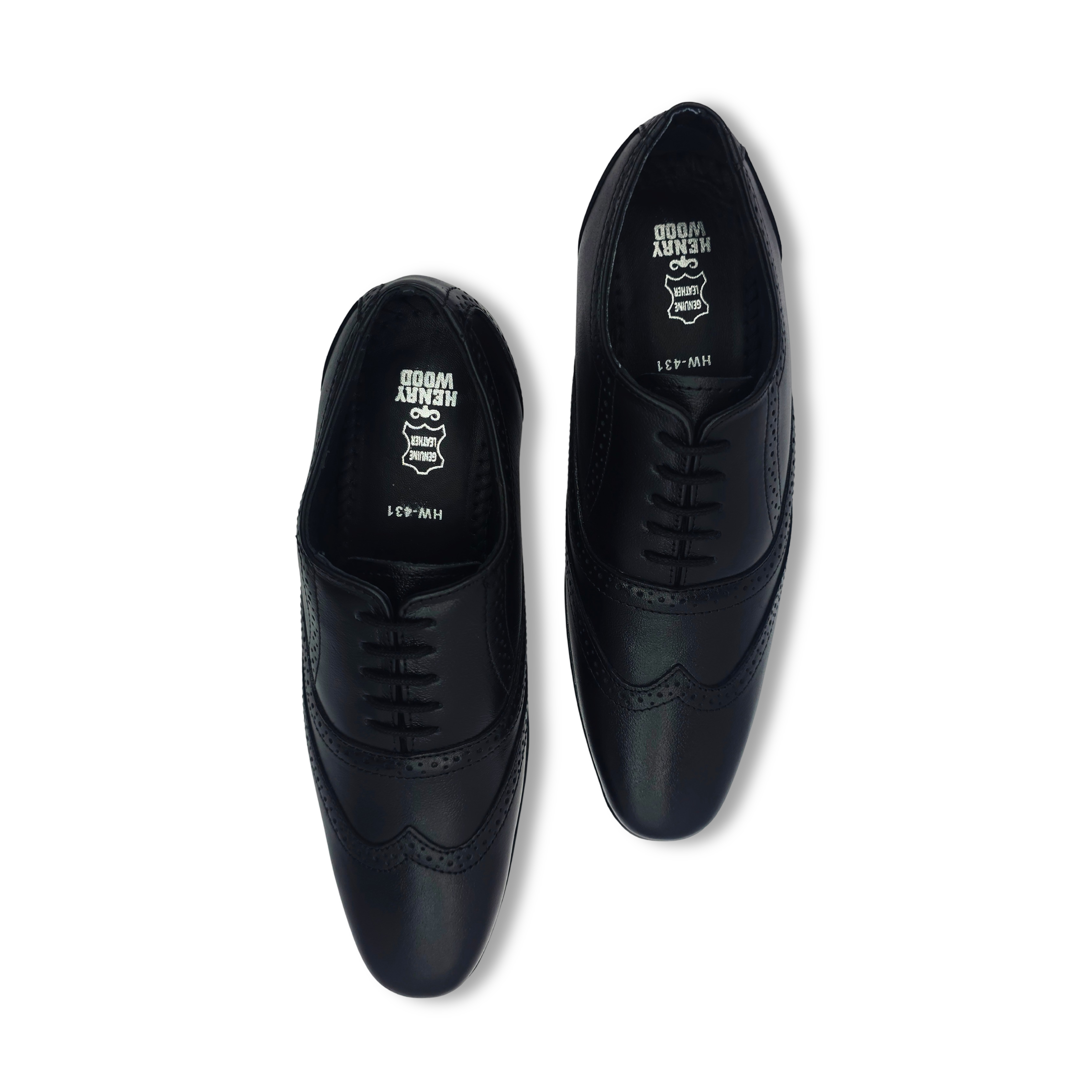 Elegant black leather brogue shoes for men – Top View Both