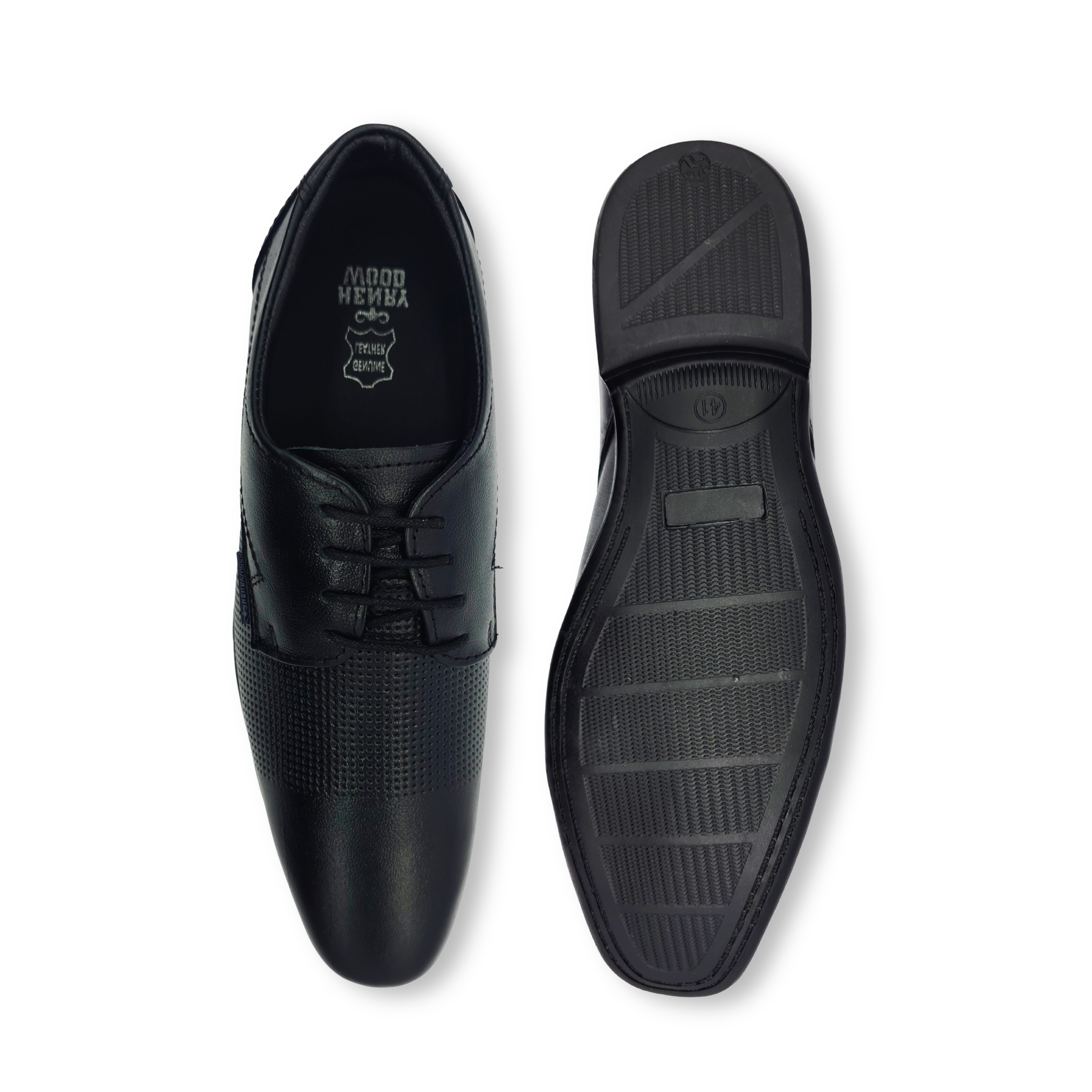 Elegant Punched Design Derby Shoes HW-434-Black