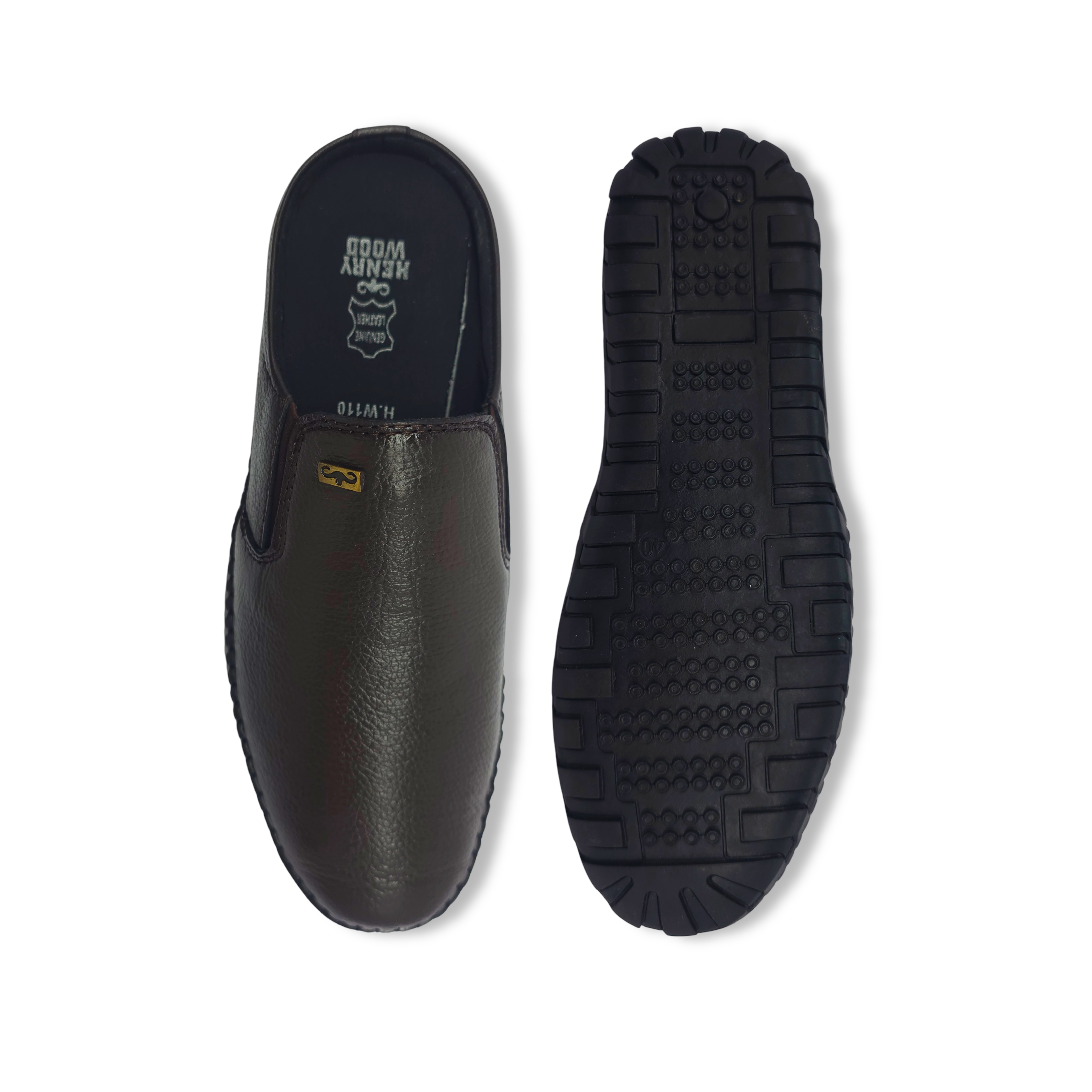 Comfortable Men’s Genuine Leather Mules -HW-110-Coffe Brown