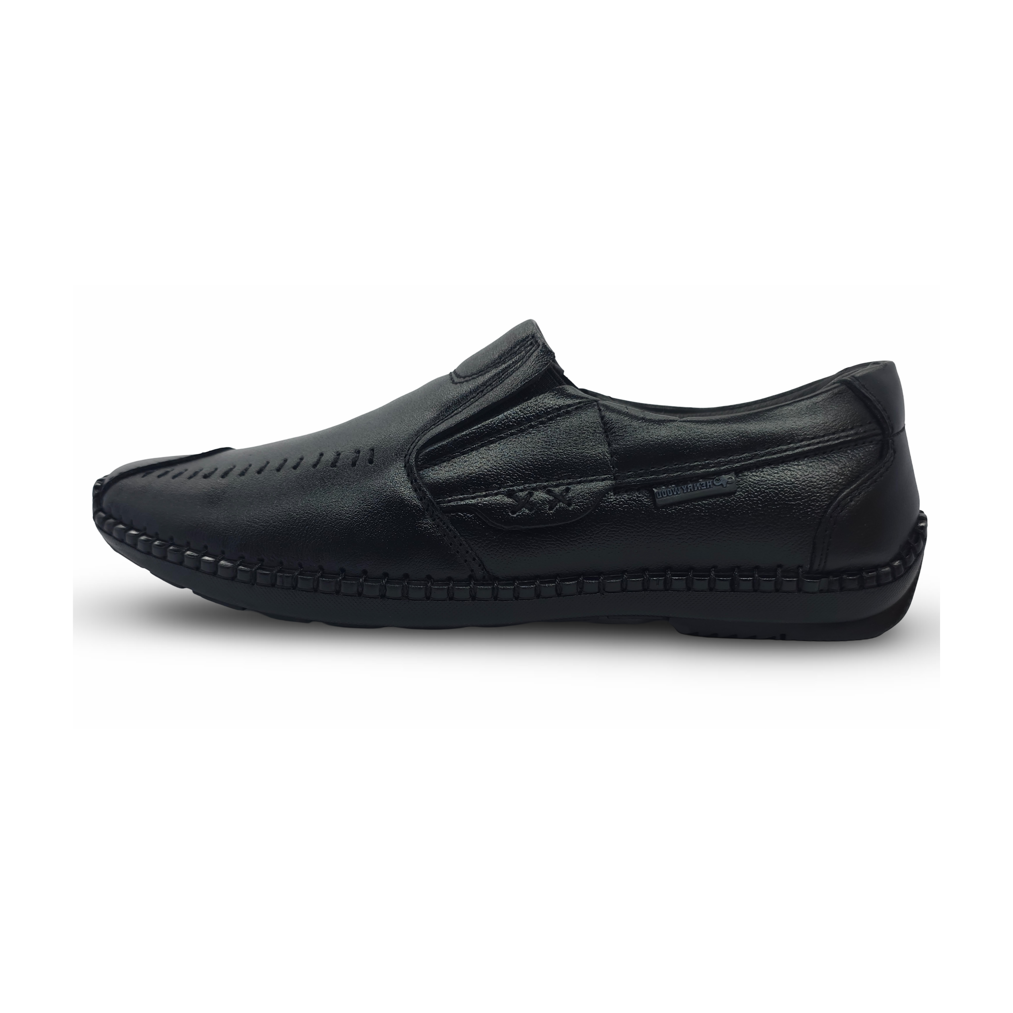 Premium Flexible Upper Stich  Casual Leather Shoe for Men-HW-815-Black