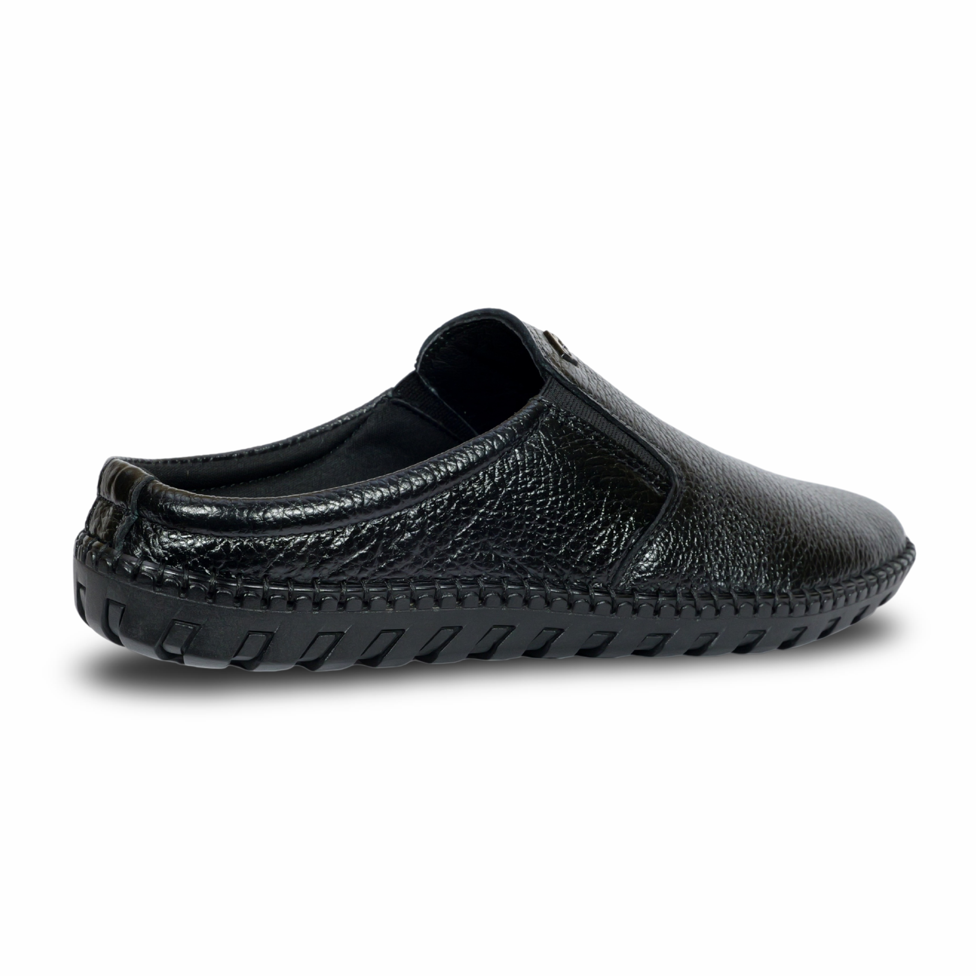 Back profile of men’s genuine leather mules HW-110 black