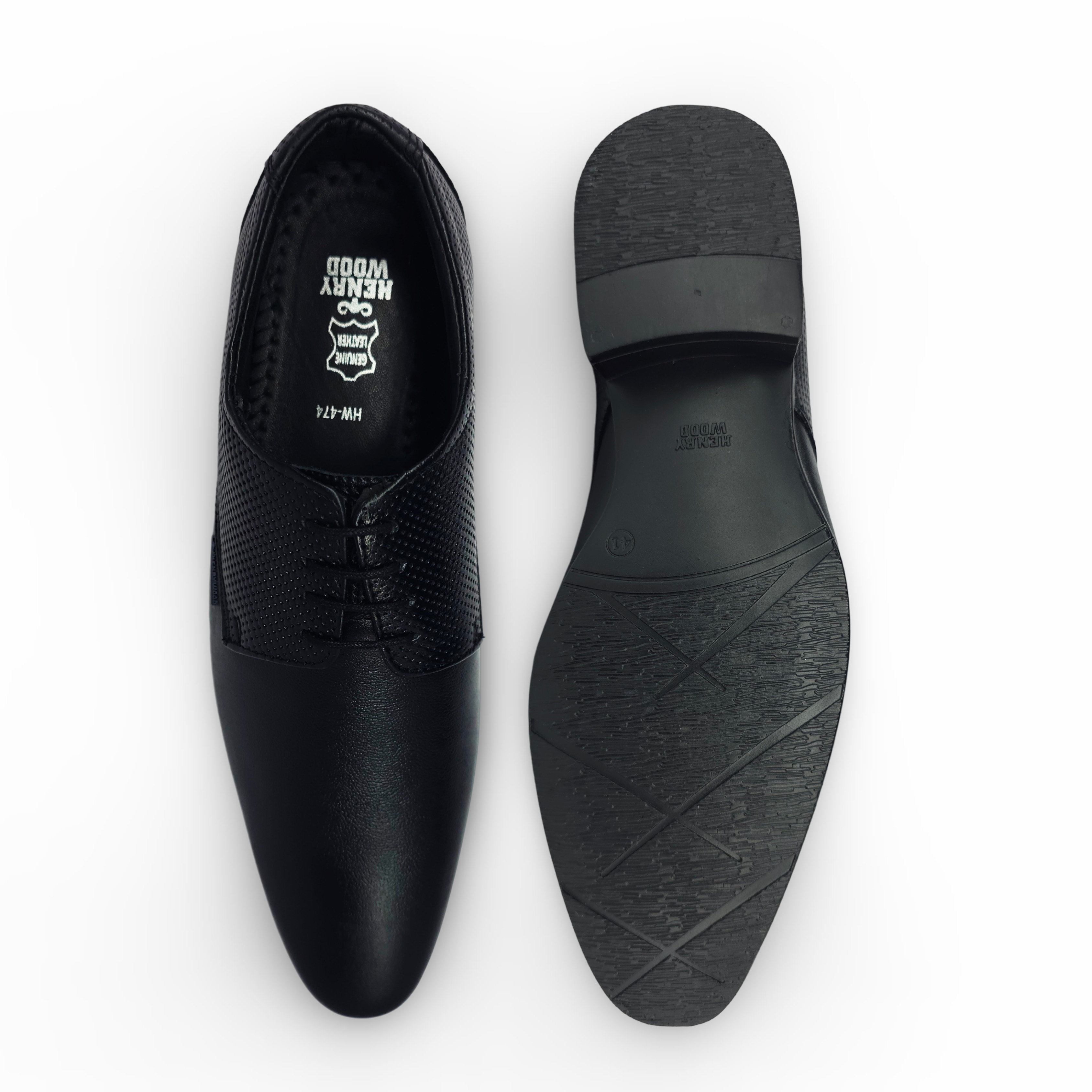 Top-Class Formal leather shoe for men-HW-474-Black