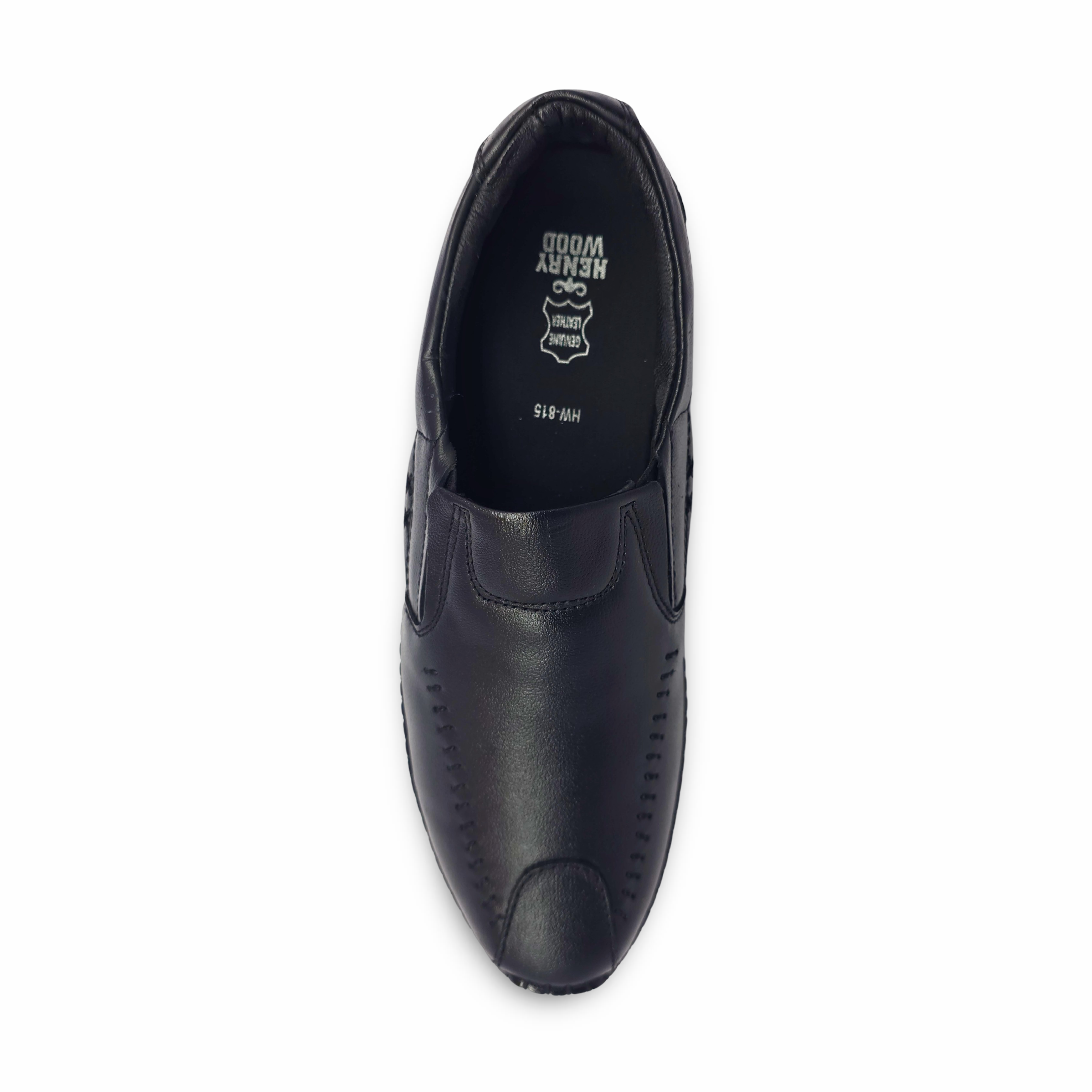 Premium Flexible Upper Stich  Casual Leather Shoe for Men-HW-815-Black
