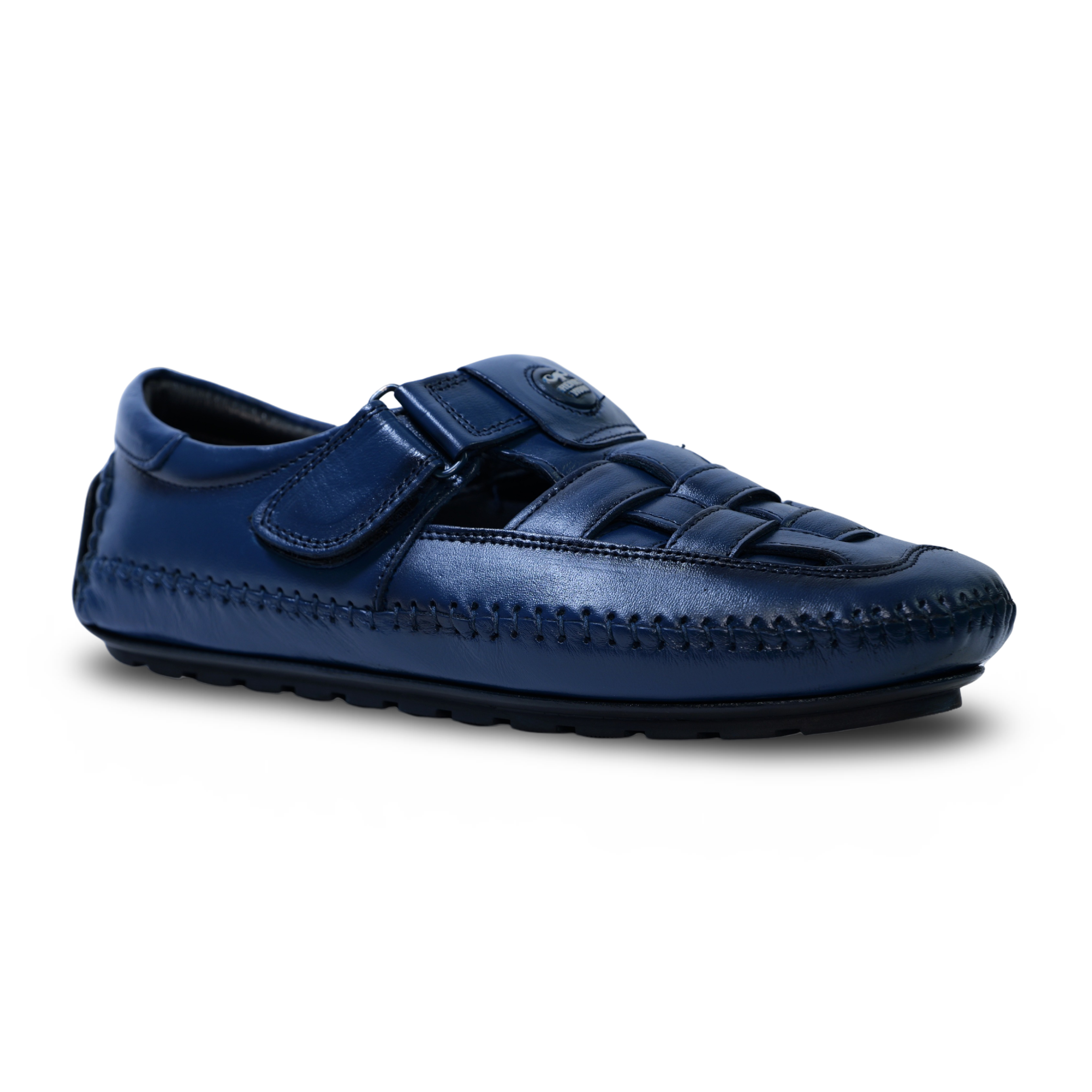 Men’s Roman Velcro Leather Sandals For Men- HW-901-Blue
