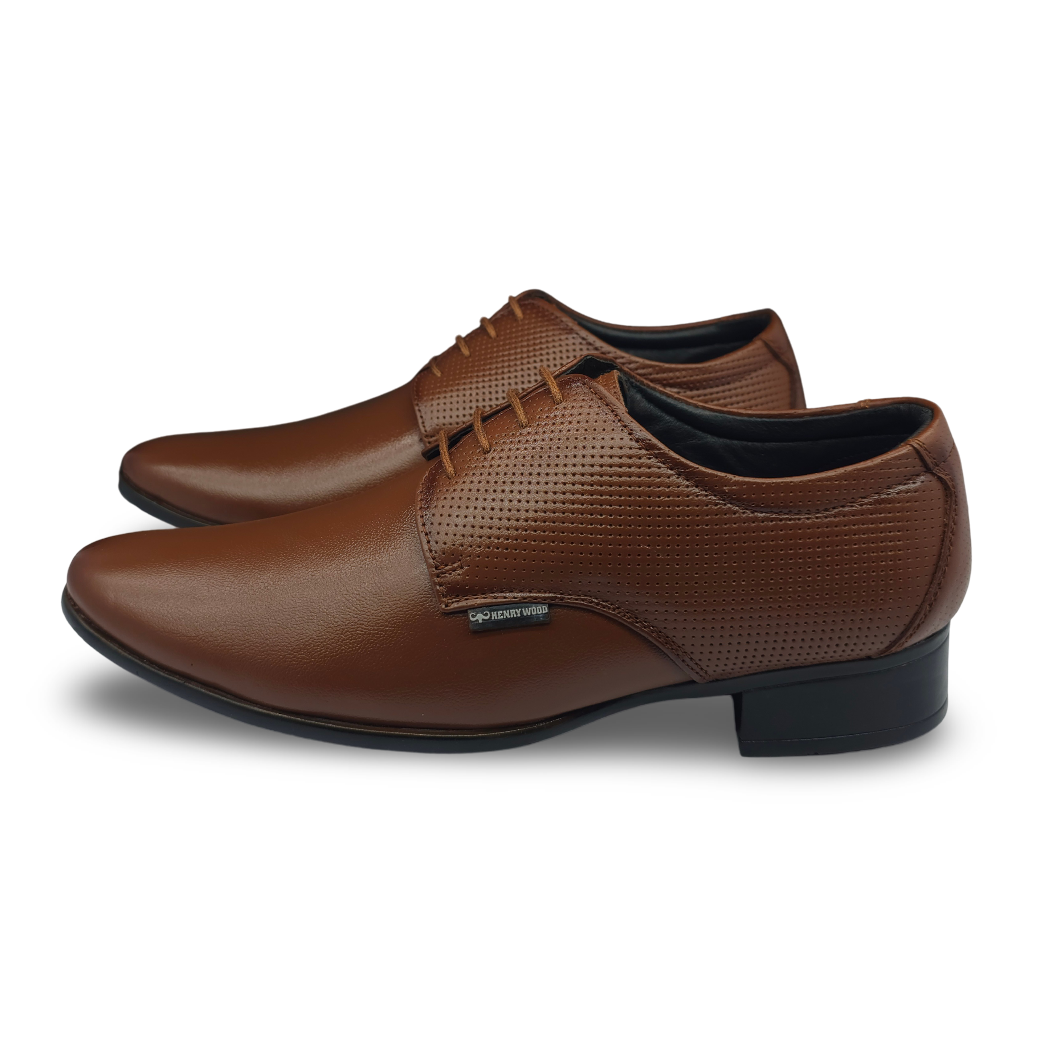 Tan genuine leather formal shoes for men- side view both 

