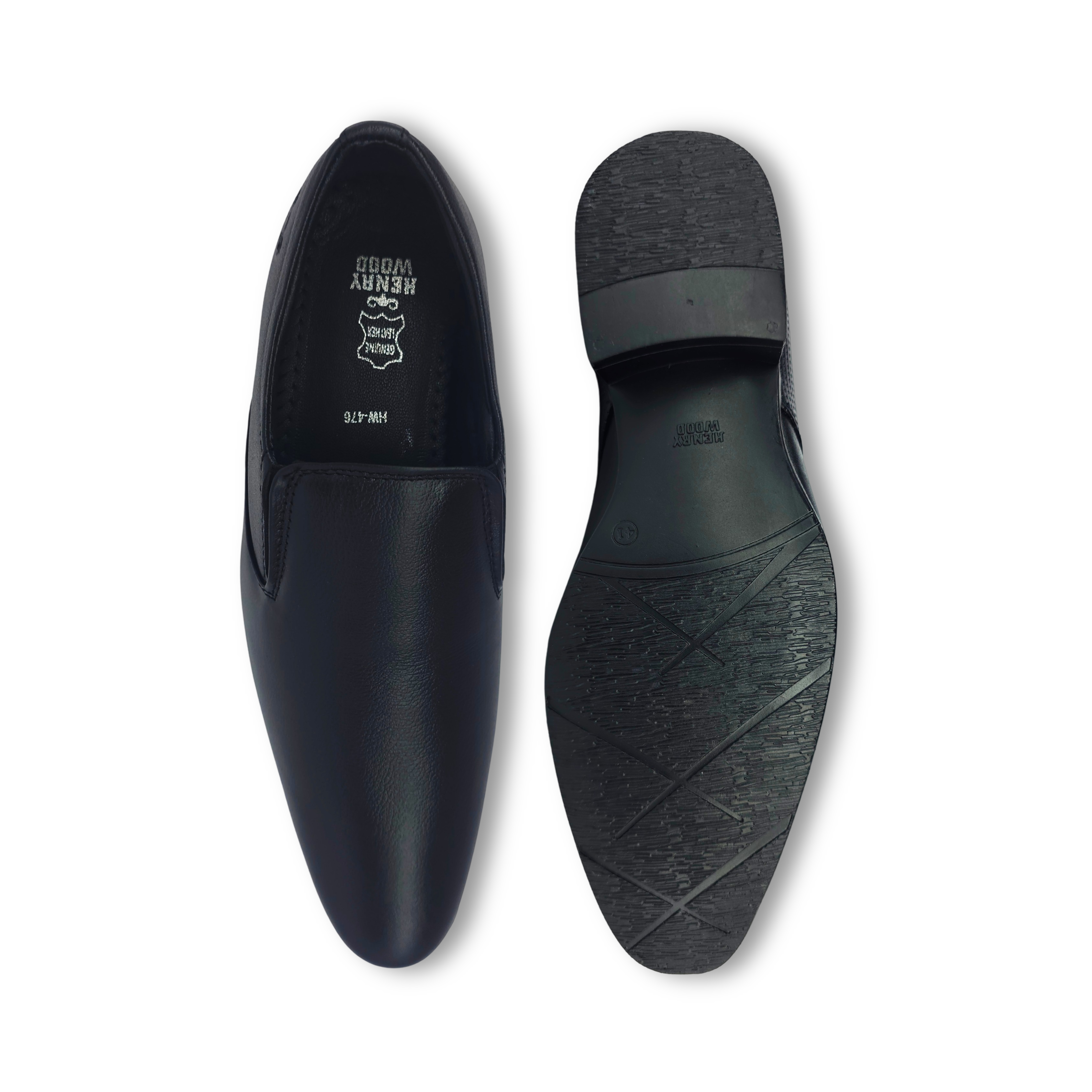 Classic Moccasin Leather Shoes - HW-476- Black