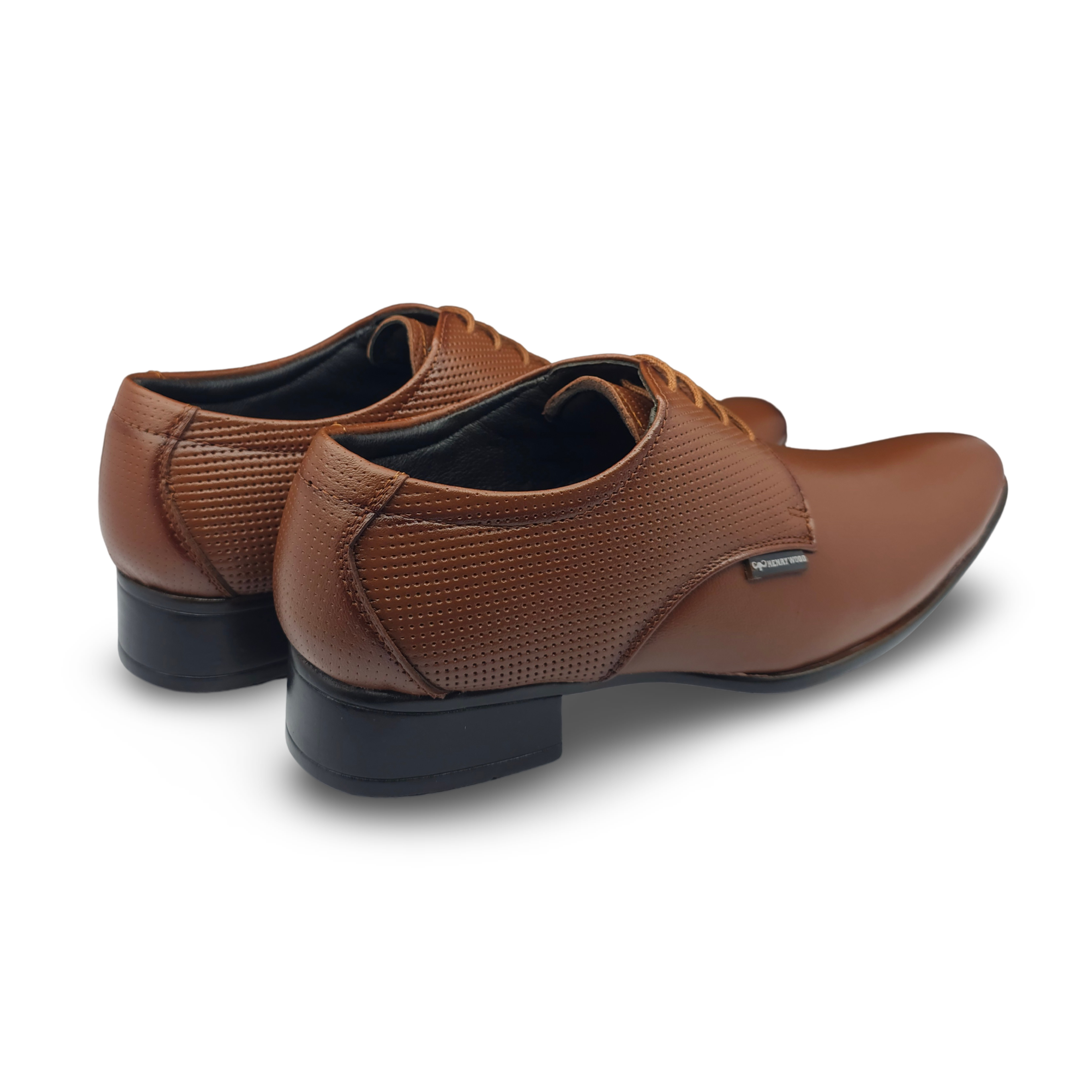 Tan genuine leather formal shoes for men-back view both

